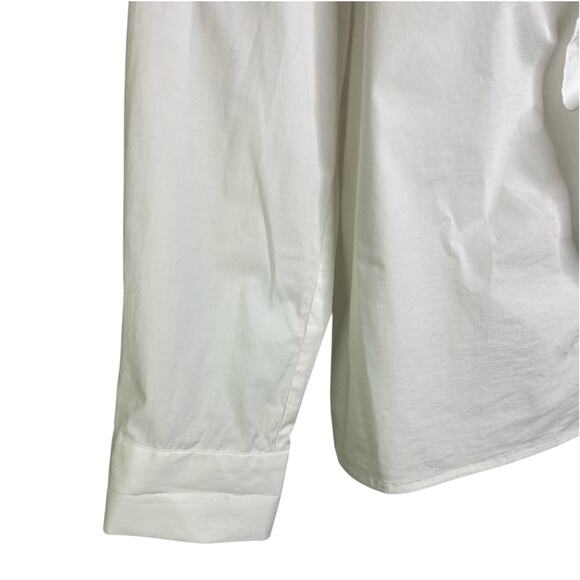 Vera Fishbaugh Blouse Womens Large White Button Down Ruffle Front Classic - Picture 6 of 10